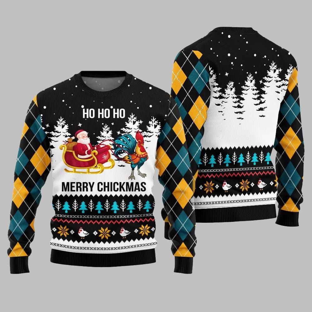 Merry Chickmas Santa Ugly Sweater Christmas 2025 - Image 5