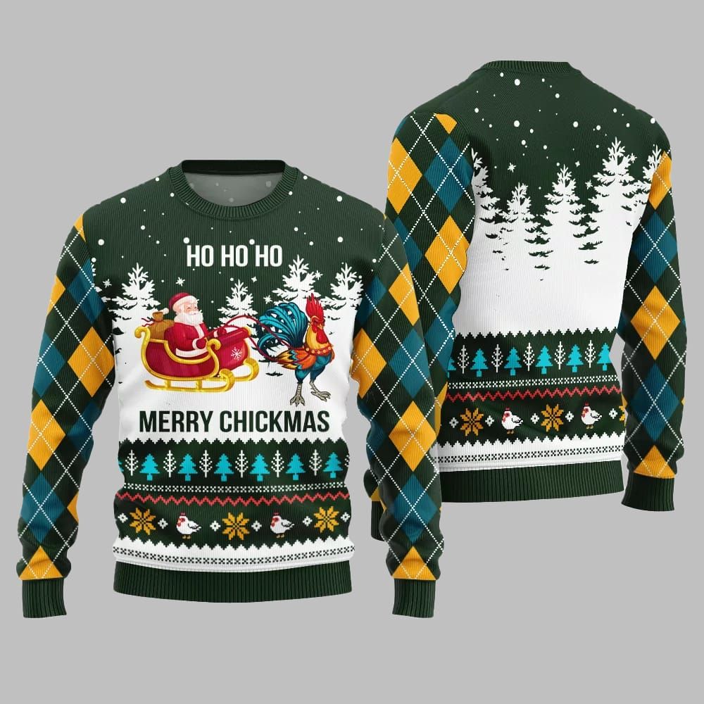 Merry Chickmas Santa Ugly Sweater Christmas 2025 - Grishko.com