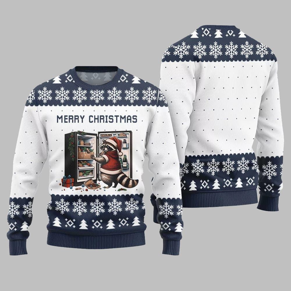 Merry Christmas Raccoon Ugly Sweater Christmas 2025 - Image 5