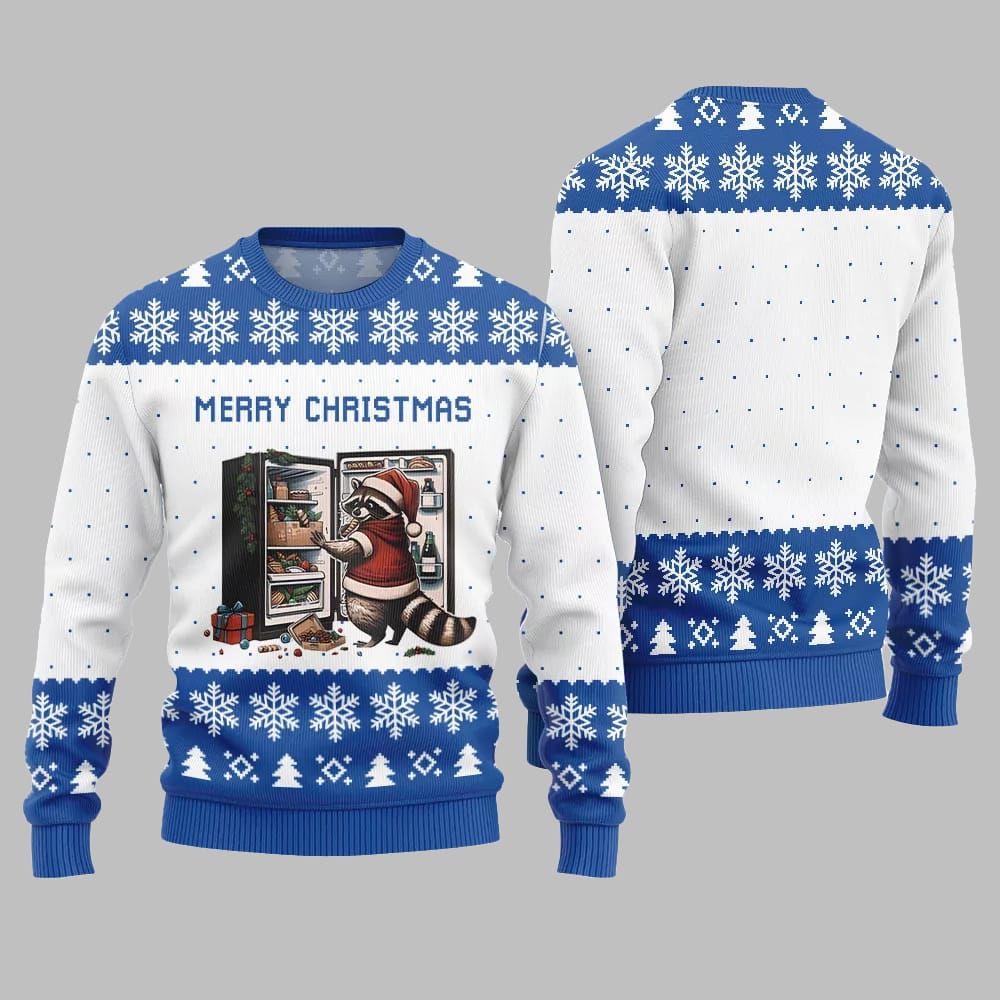Merry Christmas Raccoon Ugly Sweater Christmas 2025 - Image 3