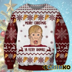 Merry Christmas Ya Filthy Animal Home Alone Woolen Ugly Sweater - Grishko.com