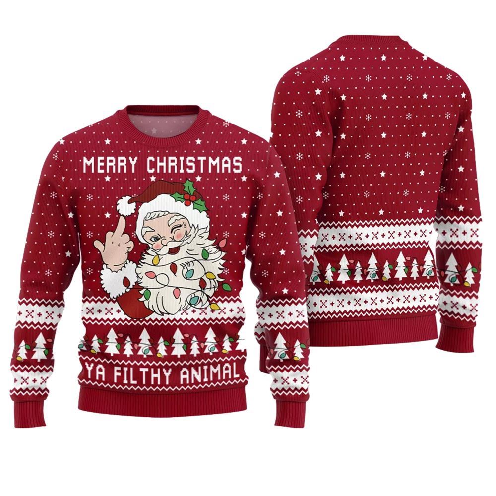 Merry Christmas Ya Filthy Animal Naughty Ugly Sweater - Grishko.com