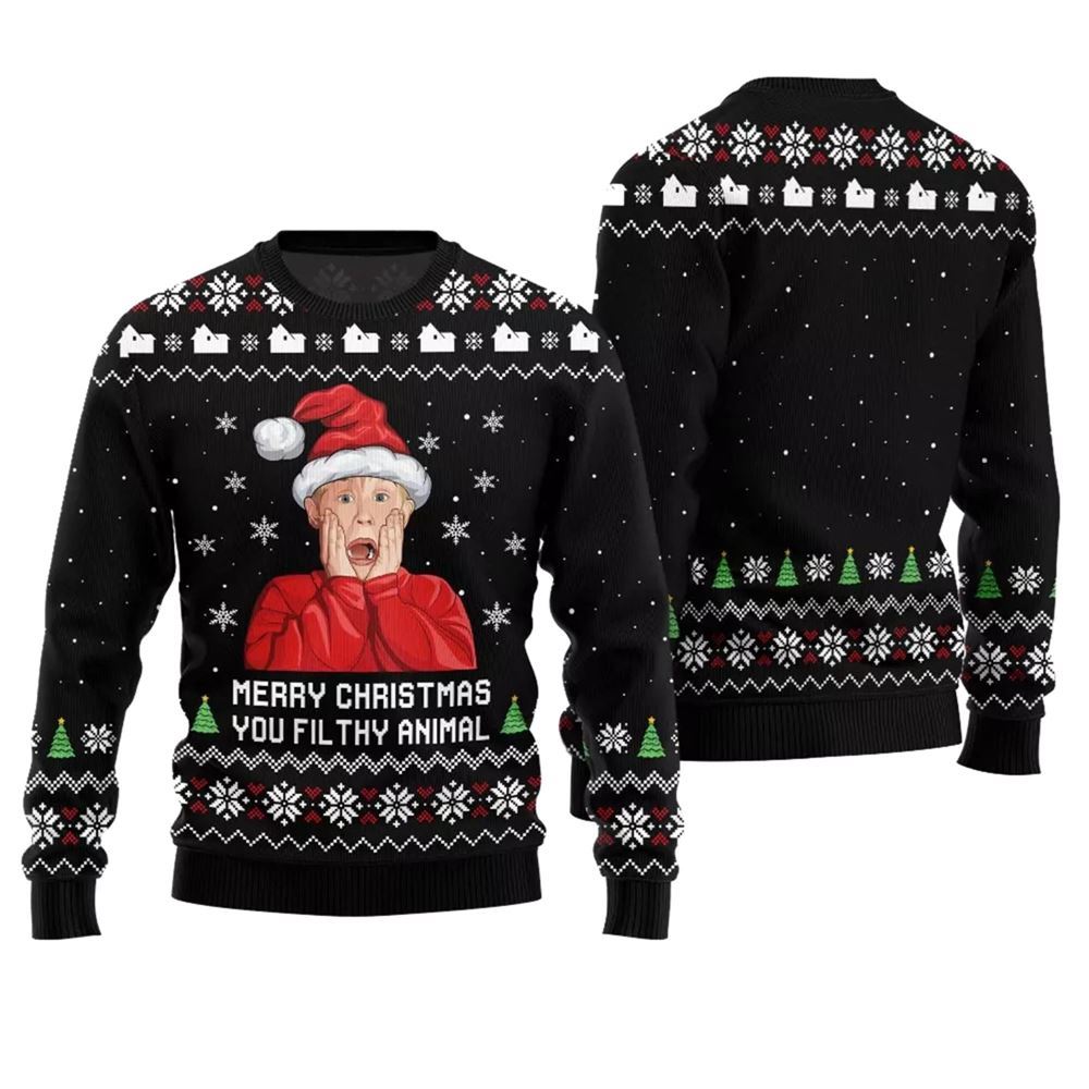 Merry Christmas You Filthy Animal Ugly Christmas Sweater - Grishko.com