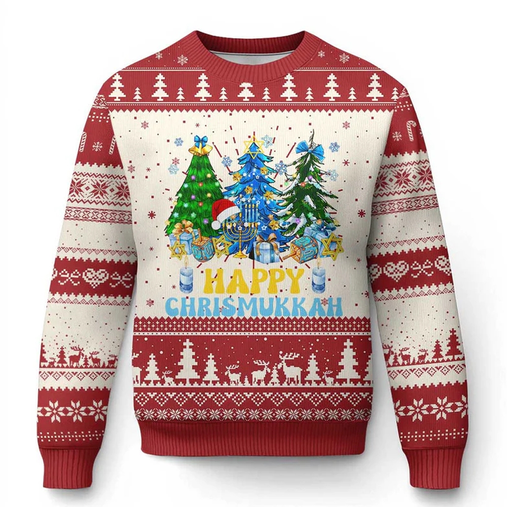 Merry Christmukkah Jewish Ugly Christmas Sweater - Grishko.com