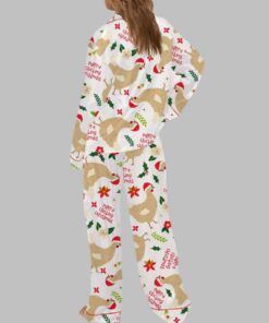 Alternative view of Merry Clucking Christmas Satin Pajama Set