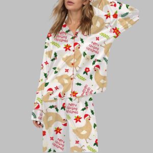Merry Clucking Christmas Satin Pajama Set
