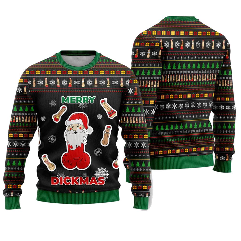 Merry Dickmas Santa Funny Ugly Christmas Sweater - Grishko.com