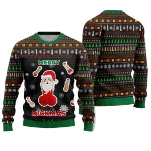 Alternative view of Merry Dickmas Santa Funny Ugly Christmas Sweater - Grishko.com