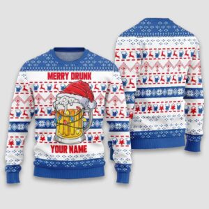 Merry Drunk Custom Name Christmas Ugly Sweater