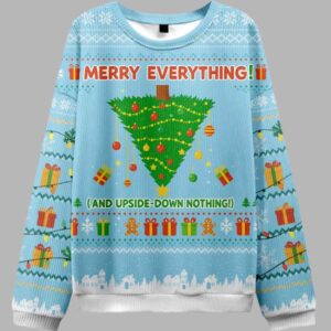 Alternative view of Merry Everything And Upside Down Nothing Ugly Christmas Sweater - gullprint.com