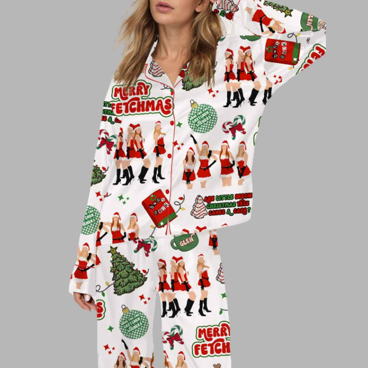 Merry Fetchmas Silky Satin Pajama Set