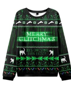 Merry Glitchmas The Matrix Ugly Christmas Sweater