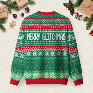Alternative view of Merry Glitchmas Ugly Christmas Fuzzy Fleece Sweatshirt