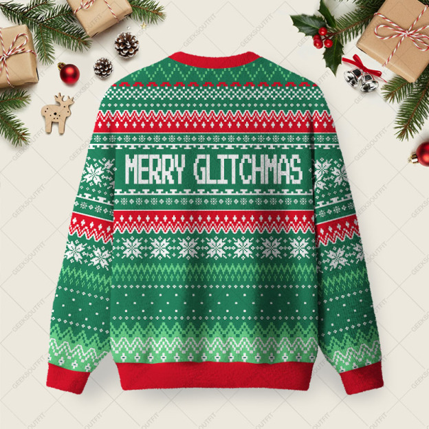 Alternative view of Merry Glitchmas Ugly Christmas Fuzzy Fleece Sweatshirt