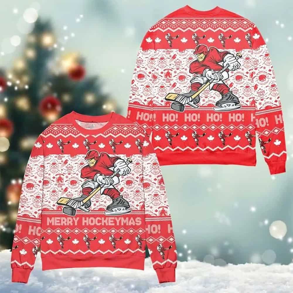 Merry Hockeymas Ugly Christmas Sweater