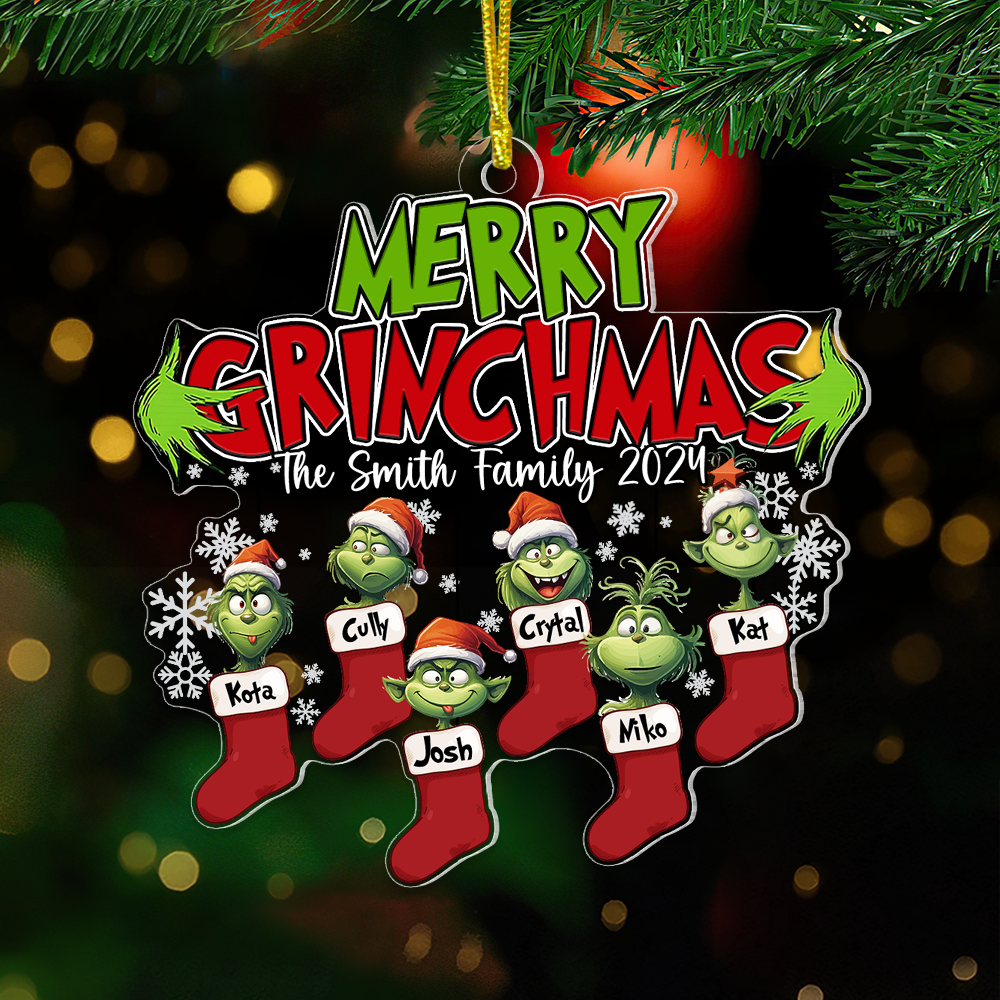 Merry Monster Family Personalized Socks Ornament - Image 3