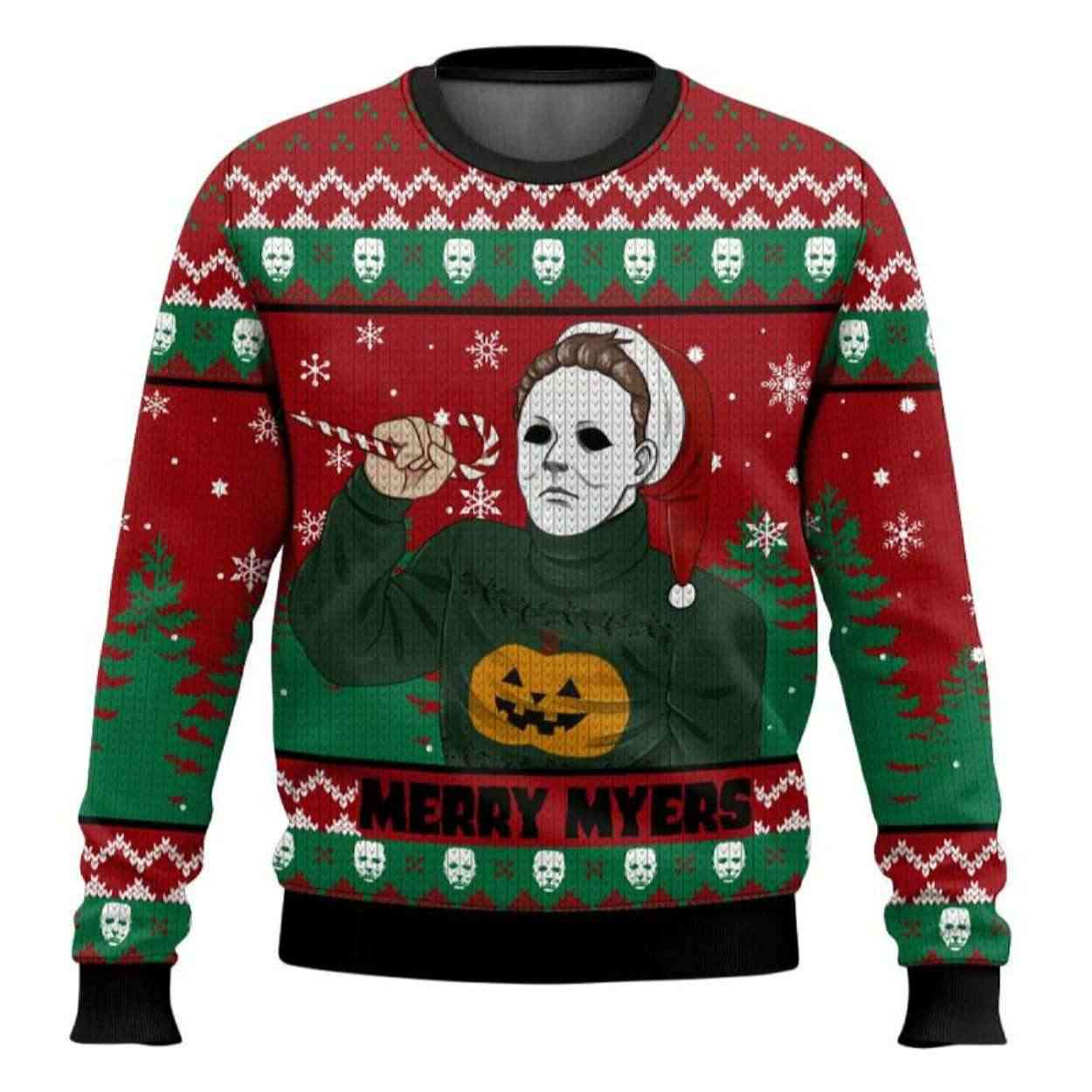 Merry Myers Michael Myers Halloween Ugly Christmas Sweater