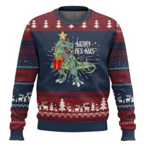 Merry Rex-Mas Xmas Pet Dino Trex Xmas Tree Rex Lights Ugly Christmas Sweater