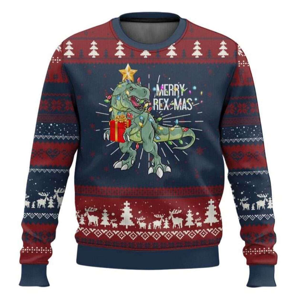 Merry Rex-Mas Xmas Pet Dino Trex Xmas Tree Rex Lights Ugly Christmas Sweater