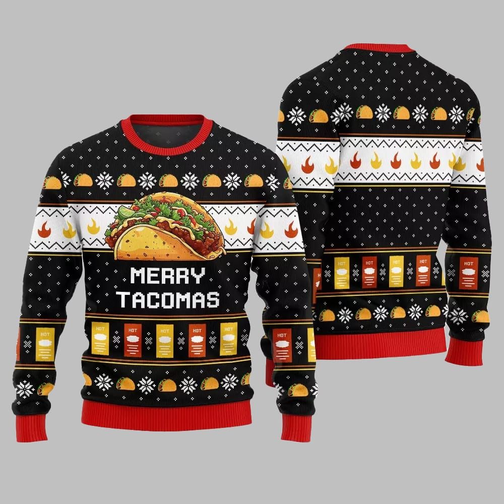 Merry Tacomas Ugly Sweater Christmas 2025 - Grishko.com