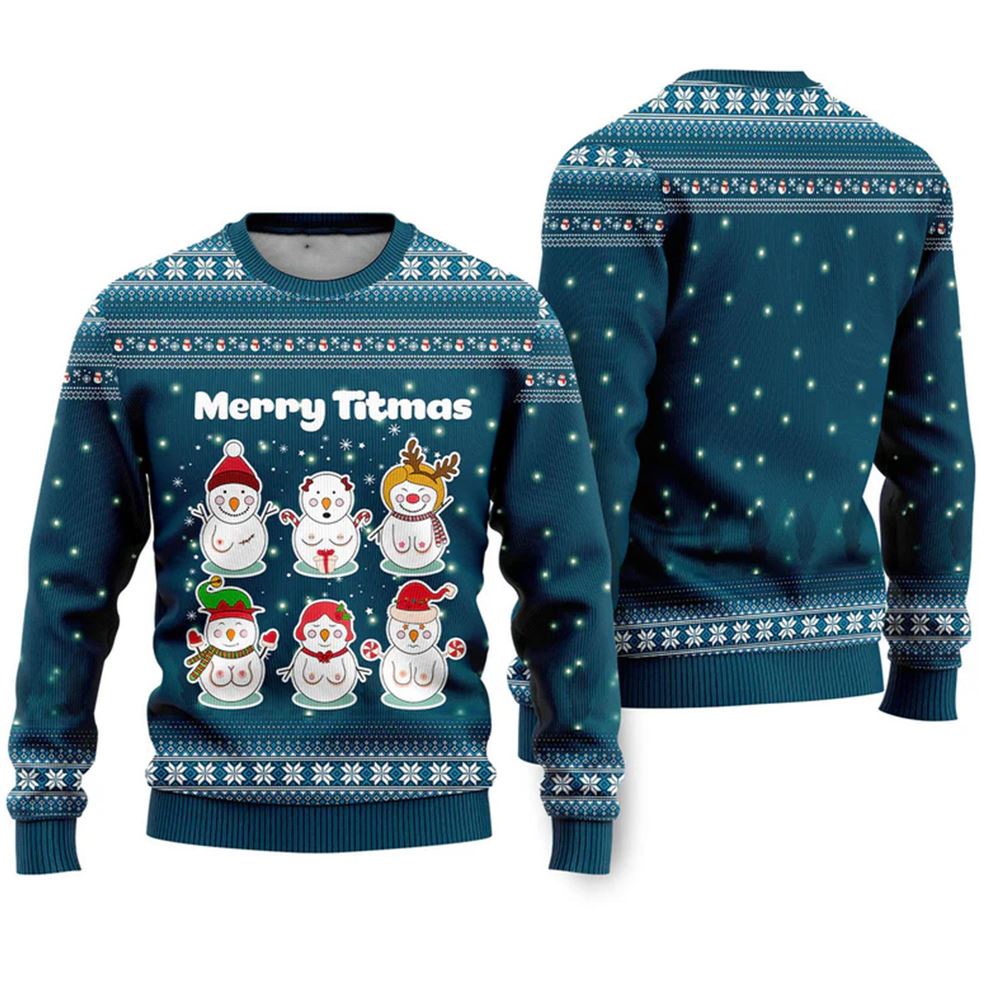 Merry Titmas Snowman Ugly Christmas Sweater - Grishko.com