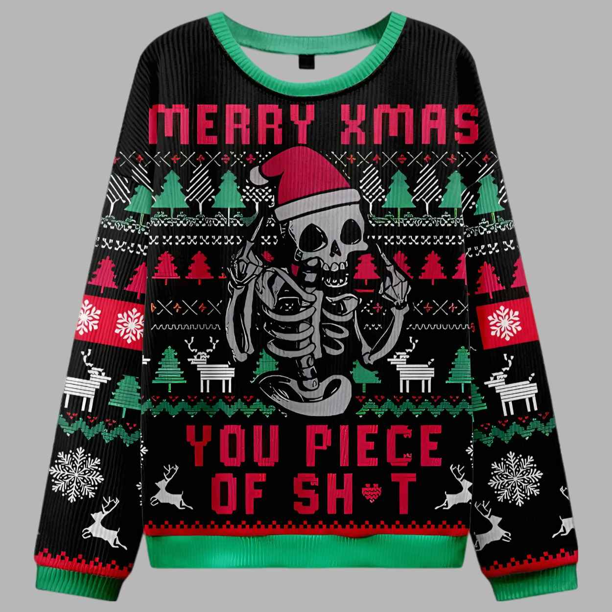 Merry Xmas You Piece Of Shit Ugly Christmas Sweater - gullprint.com