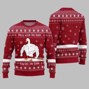Alternative view of Mess With The Honk You Get The Bonk You Get The Bonk Ugly Sweater Christmas 2025 - Grishko.com