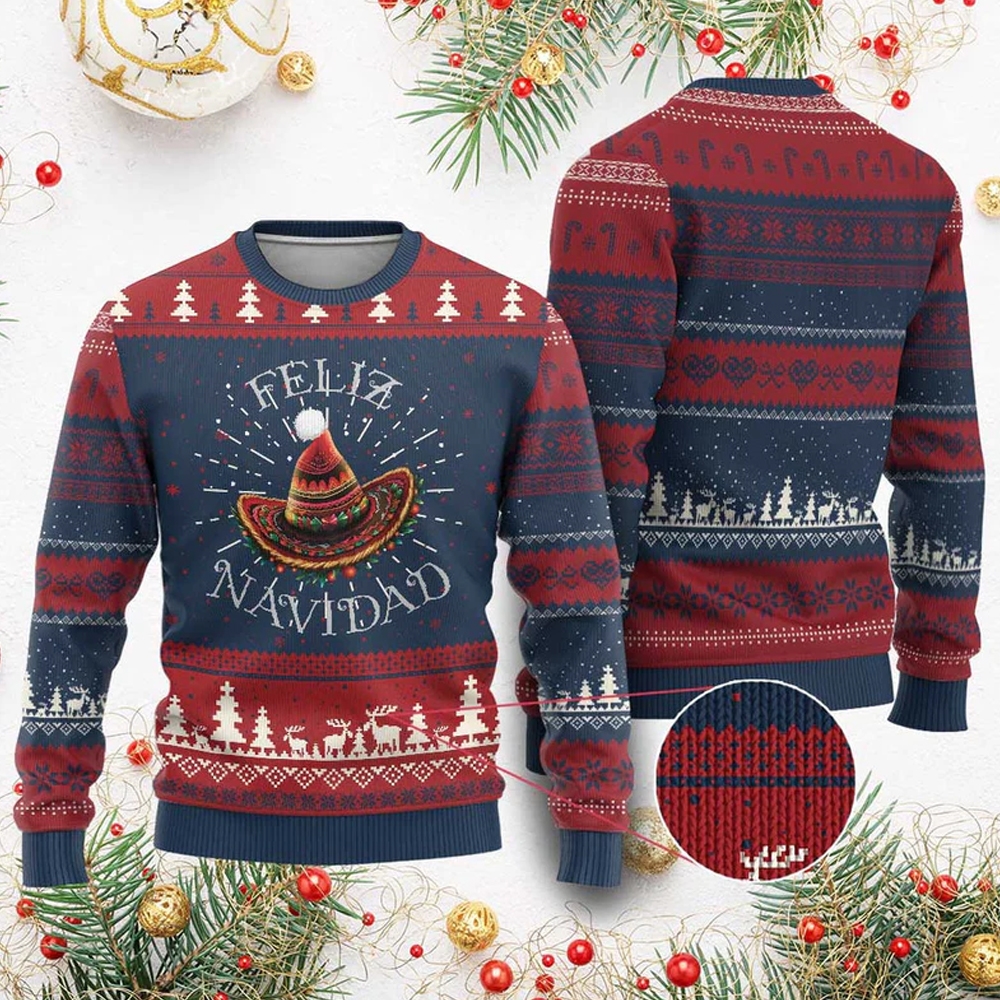 Mexico Feliz Navidad Ugly Christmas Sweater - Grishko.com