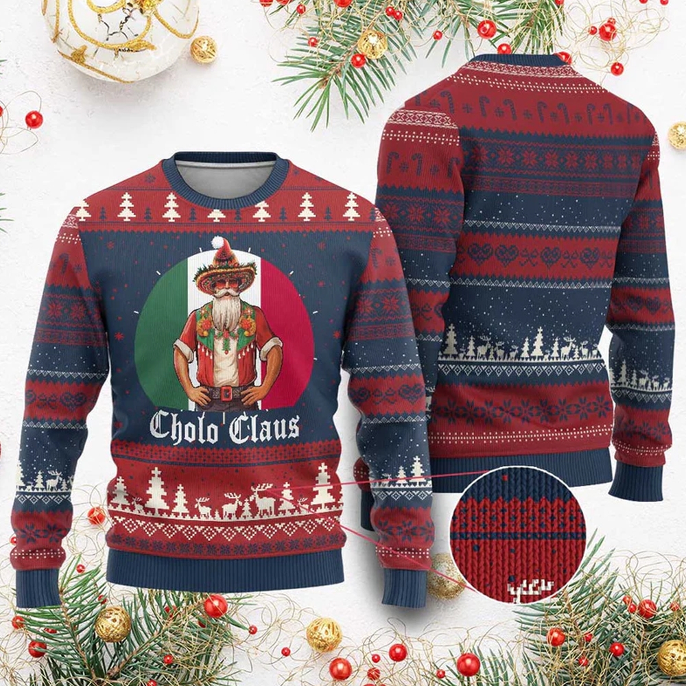 Mexico Santa Cholo Claus Ugly Christmas Sweater - Grishko.com