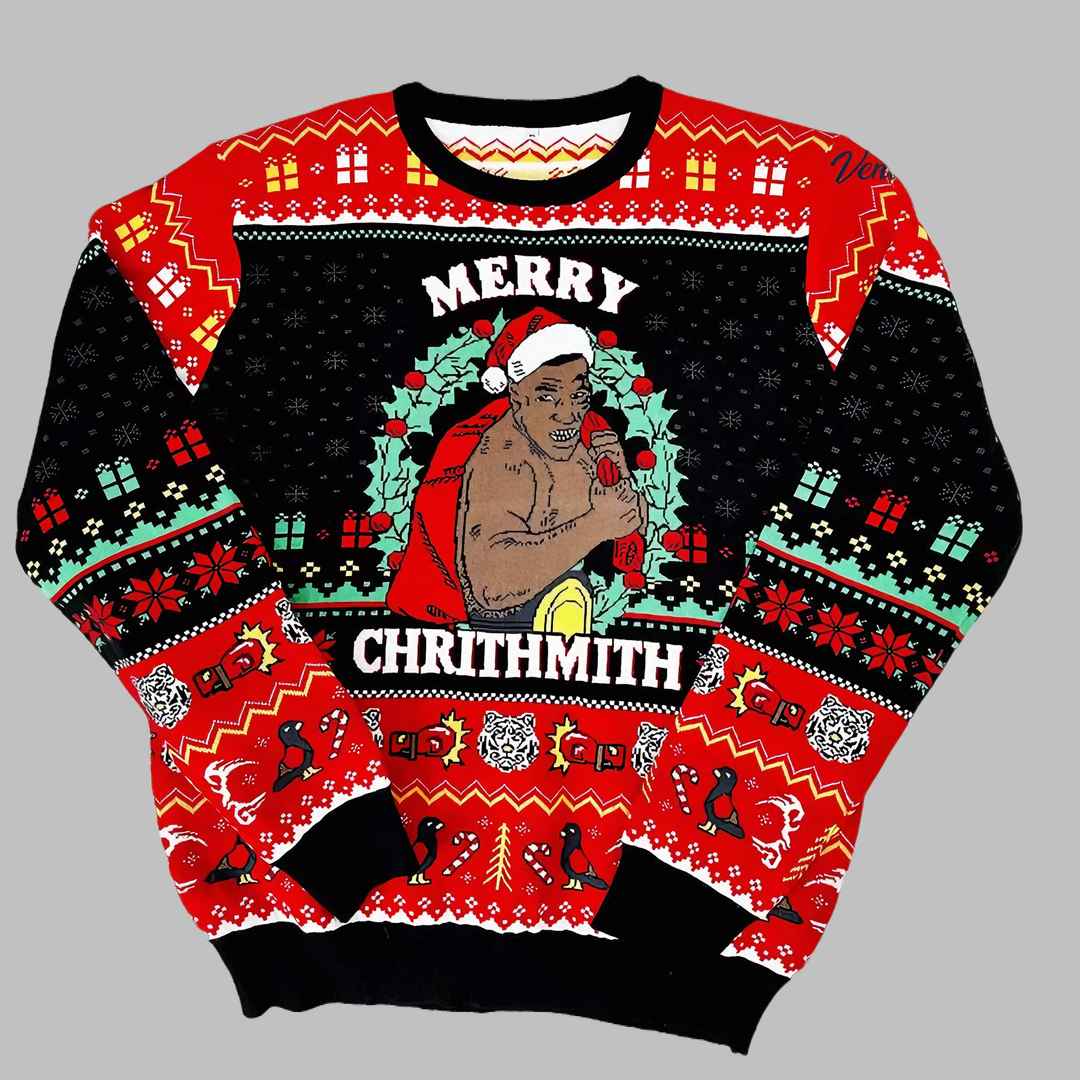 Mike Tyson Merry Chrithmith Kith My Ath Christmas Knitted Ugly Christmas Sweater - gullprint.com