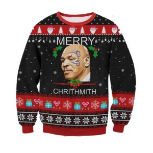 Alternative view of Mike Tyson Merry Chrithmith Ugly Sweater - Grishko.com