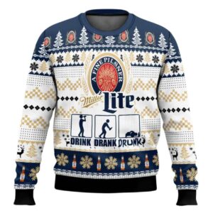 Miller Lite Drunk Ugly Christmas Sweater
