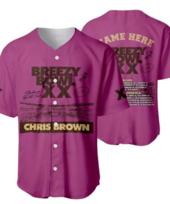 Custom Name Chris Brown Breezy Tour 2025 Pink Football Jersey