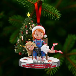 Alternative view of Mischievous Doll Couple Ornament -  Personalized Christmas Gifts For Couple 01NALU090925