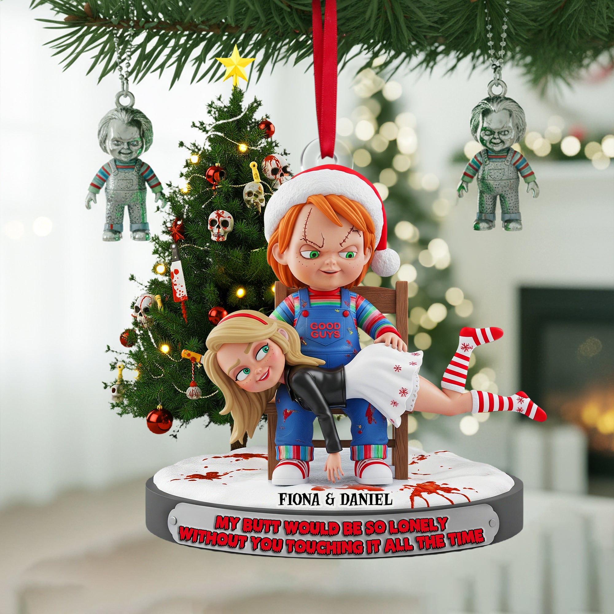 Mischievous Doll Couple Ornament -  Personalized Christmas Gifts For Couple 01NALU090925