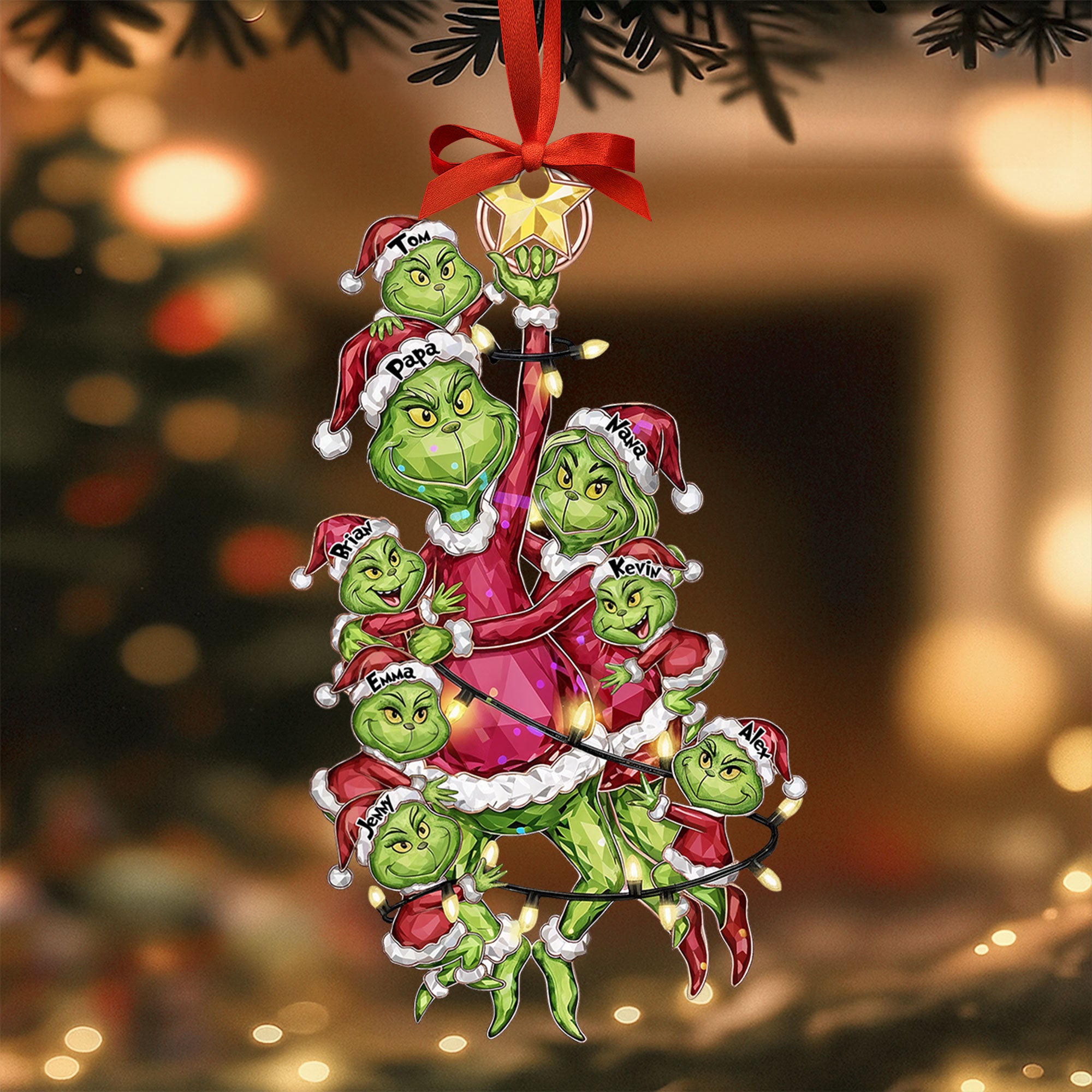 Mischievous Family Tree Ornament, Personalized Gifts For Family 02qhti220925