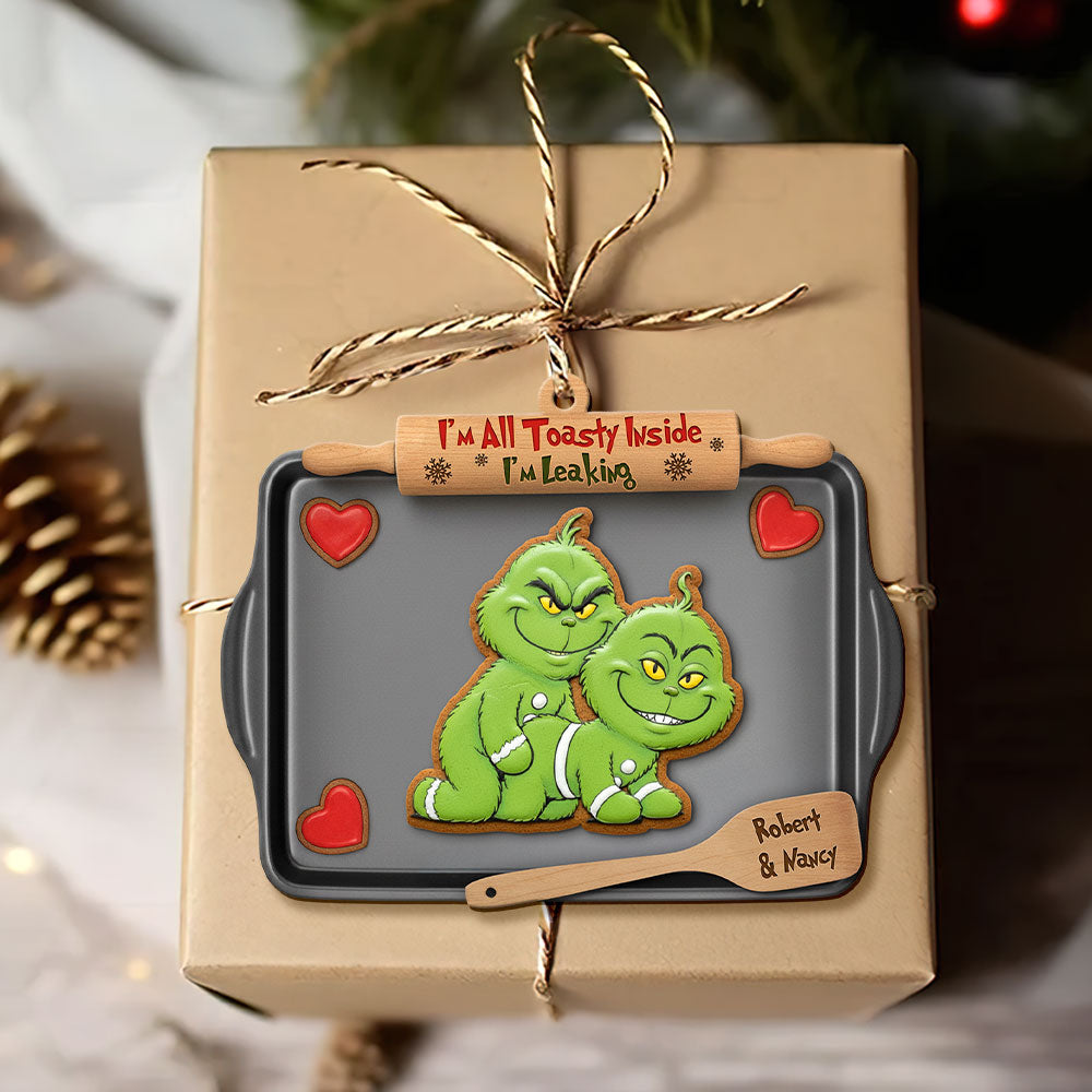 Mischievous Green Gingerbread Couple Ornament, Personalized Gifts For Couple 02qhti180925 - Image 4