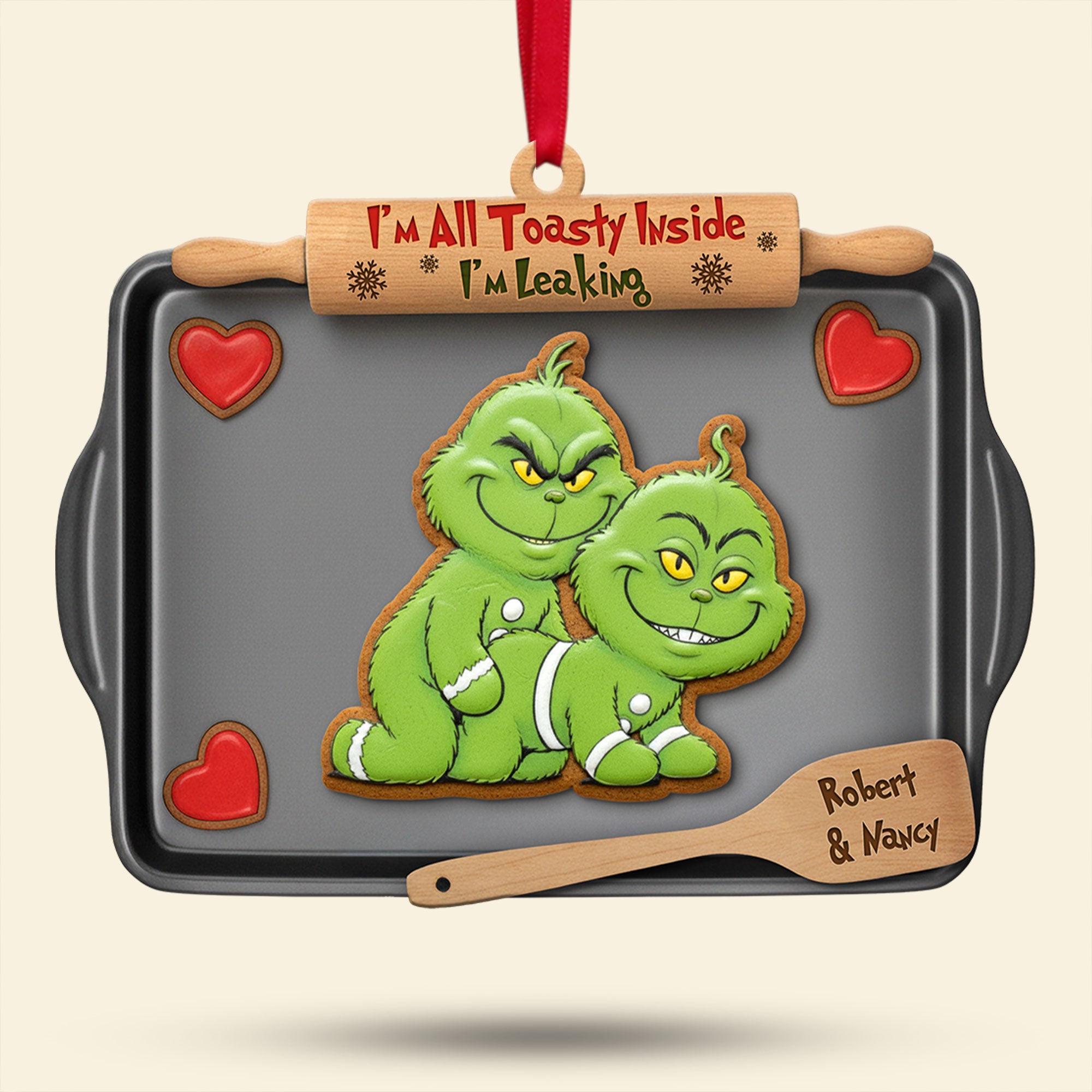 Mischievous Green Gingerbread Couple Ornament, Personalized Gifts For Couple 02qhti180925 - Image 3