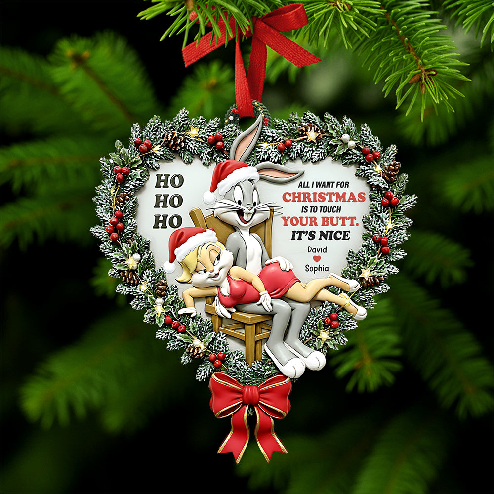 Alternative view of Mischievous Rabbit Couple Christmas Ornament, Personalized Gifts For Couple 02qhta160925