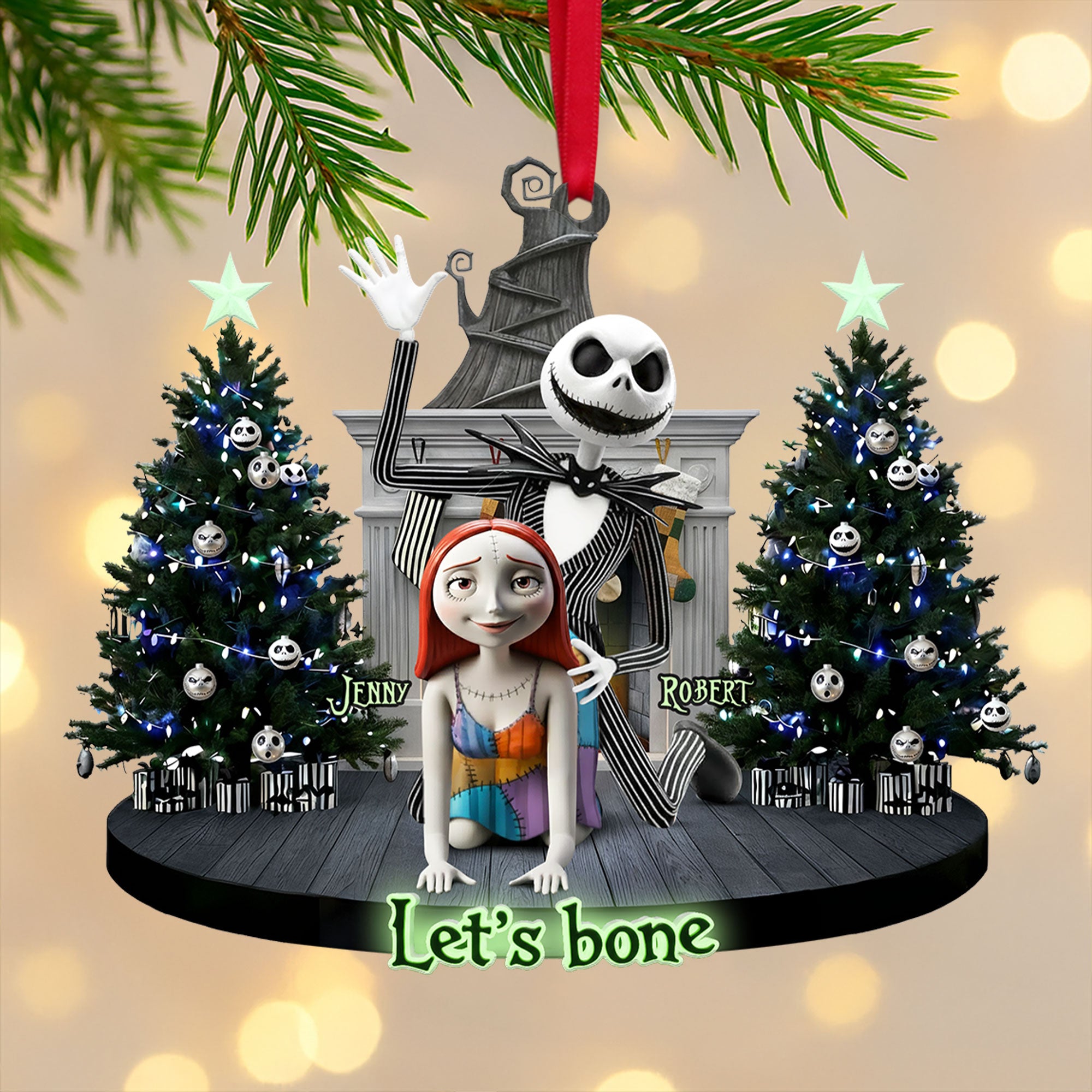 Mischievous Spooky Couple Christmas Ornament, Personalized Gifts For Couple 03qhti190925