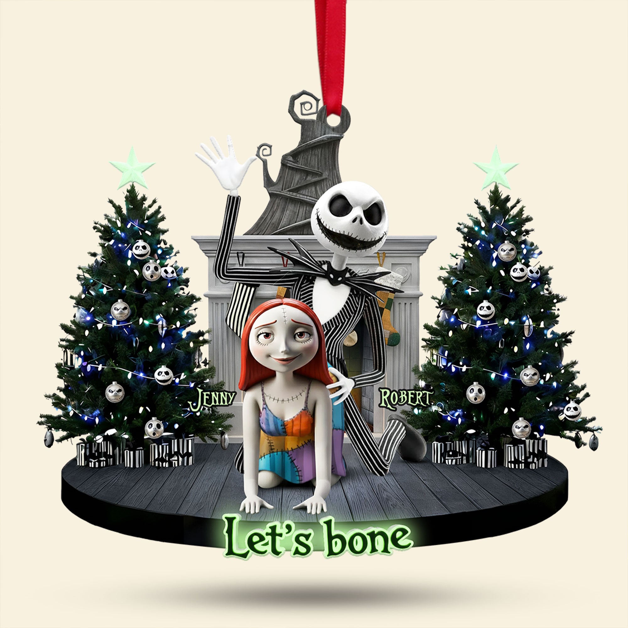 Mischievous Spooky Couple Christmas Ornament, Personalized Gifts For Couple 03qhti190925 - Image 3