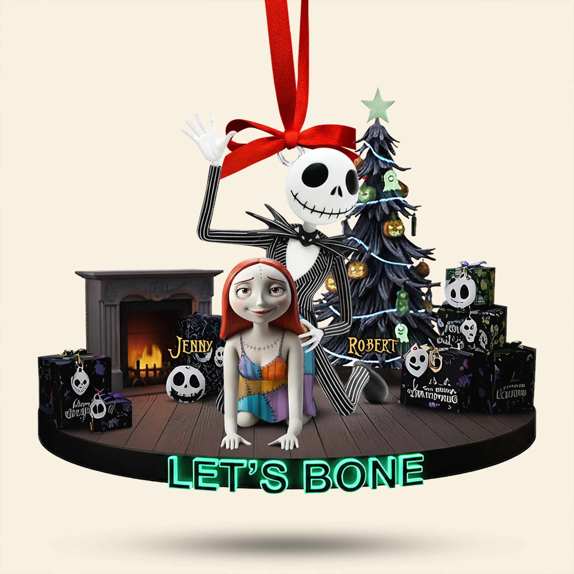 Mischievous Spooky Couple Christmas Ornament, Personalized Gifts For Couple 05qhti160925 - Image 4