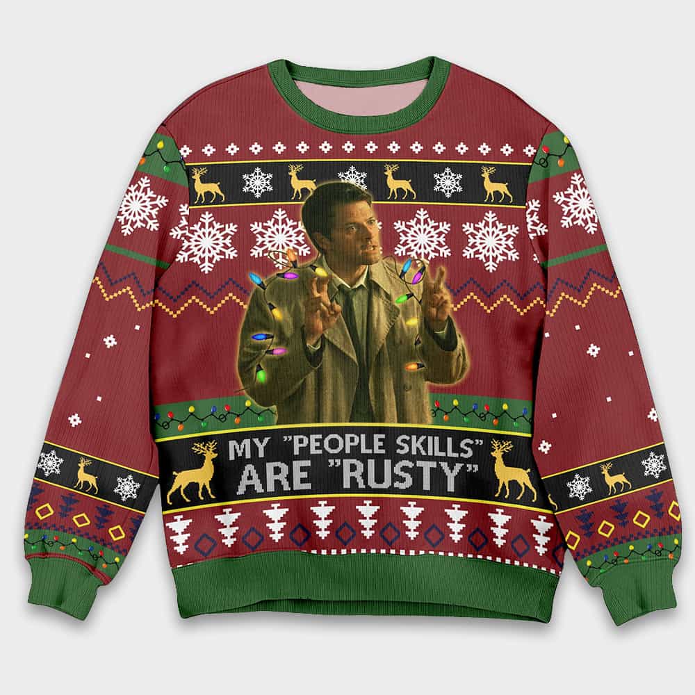 Misha Collins My People Skills Ugly Christmas Sweater