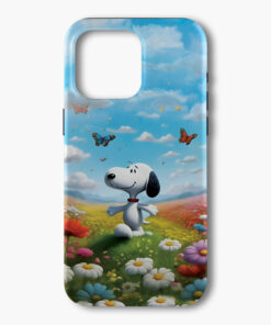 Snoopy Phone Case: Butterfly & Flowers, Peanuts Fan Gift