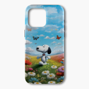 Snoopy Phone Case: Butterfly & Flowers, Peanuts Fan Gift