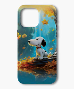 Snoopy Fall Leaves Phone Protective Cover, Cute Dog Autumn Hard Shell Case Phone