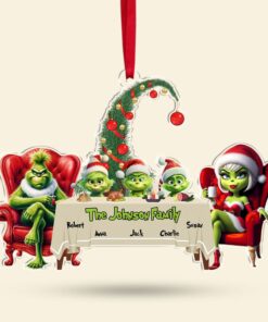 Alternative view of The Grinch Ornament, Merry Grinchmas Ornament, Custom Family Grinch Ornament
