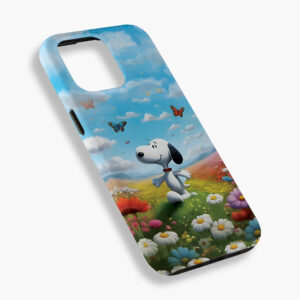 Alternative view of Snoopy Phone Case: Butterfly & Flowers, Peanuts Fan Gift