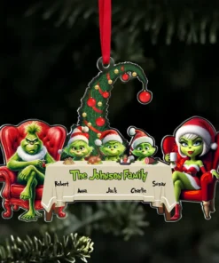 The Grinch Ornament, Merry Grinchmas Ornament, Custom Family Grinch Ornament