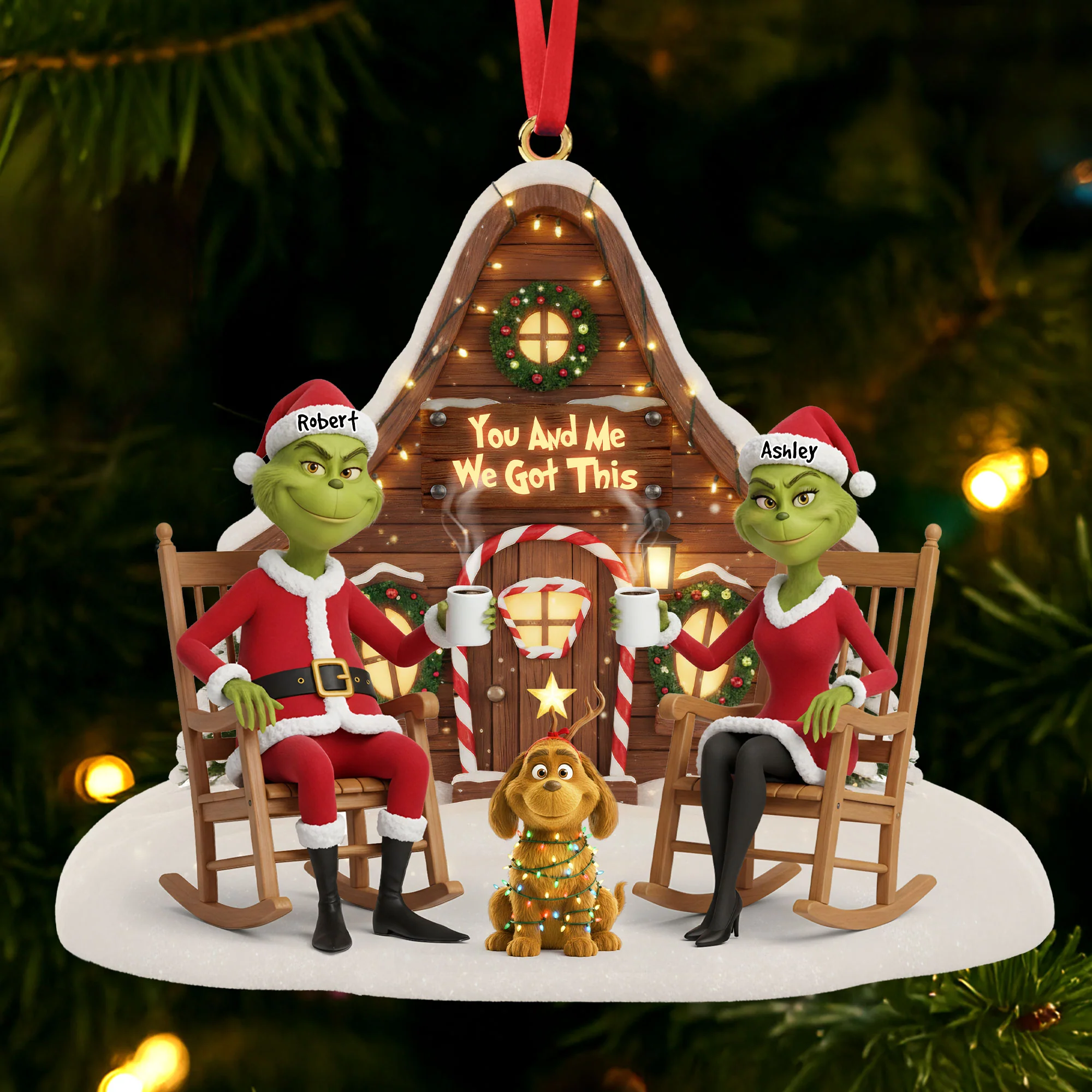 Green Monster Couple Christmas, Grinchmas Ornament, The Grinch Christmas Ornament - Image 3